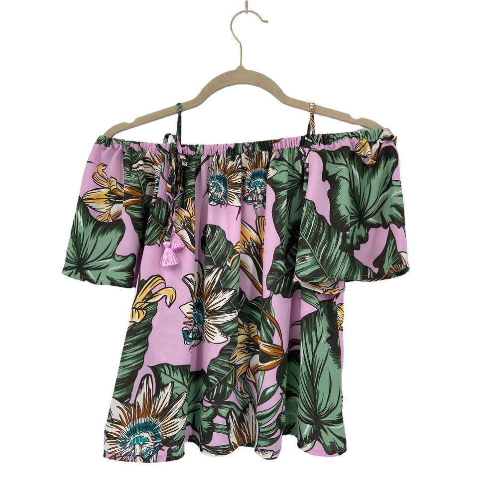 NWT J. Crew Multicolor Fauna Print Strappy Tassel Cold Shoulder Top Size 0